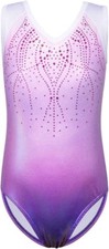 Gymnastics Dance Leotard BAOHULU Purple Large Child Metallic Acro Lycra Rhinest