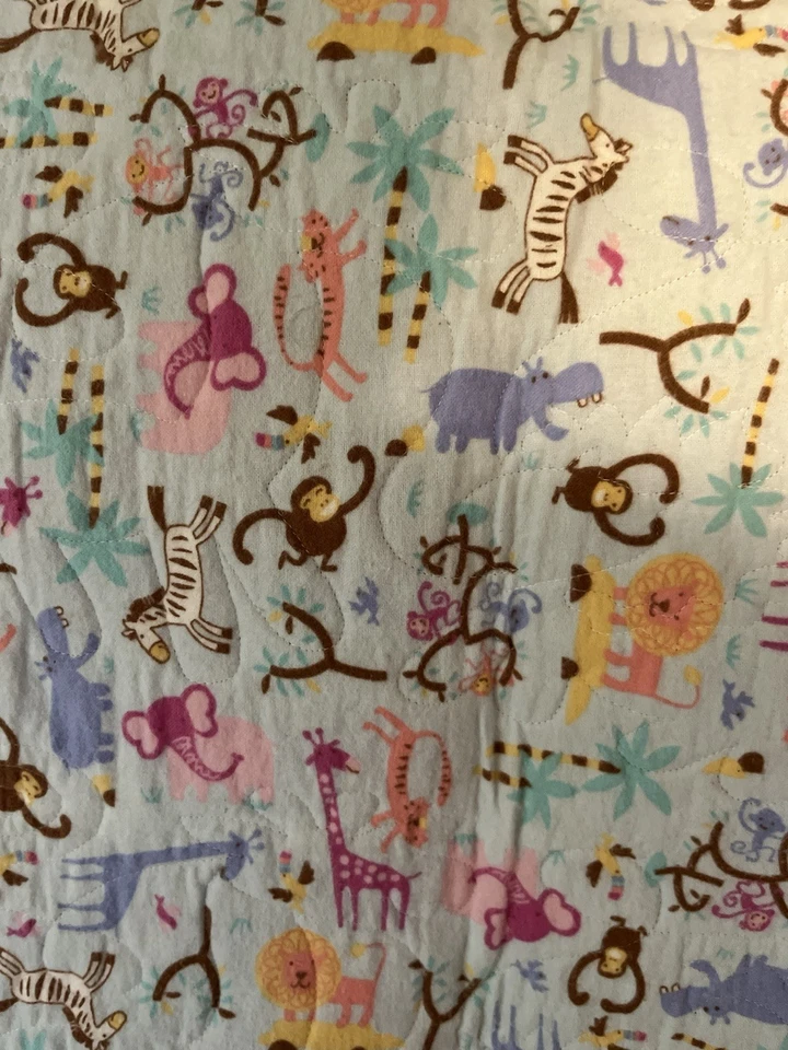 Nuevo Edredón Bebé Animales de la Selva Reversible, Franela Suave Parte Trasera 32" x 36" Foto 3 de 4