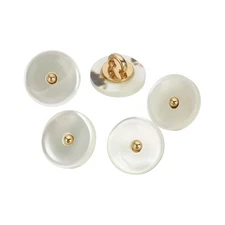 5Pcs Natural Shell Button, 11.5mm Bowl Shell Shank Buttons, Beige/Gold
