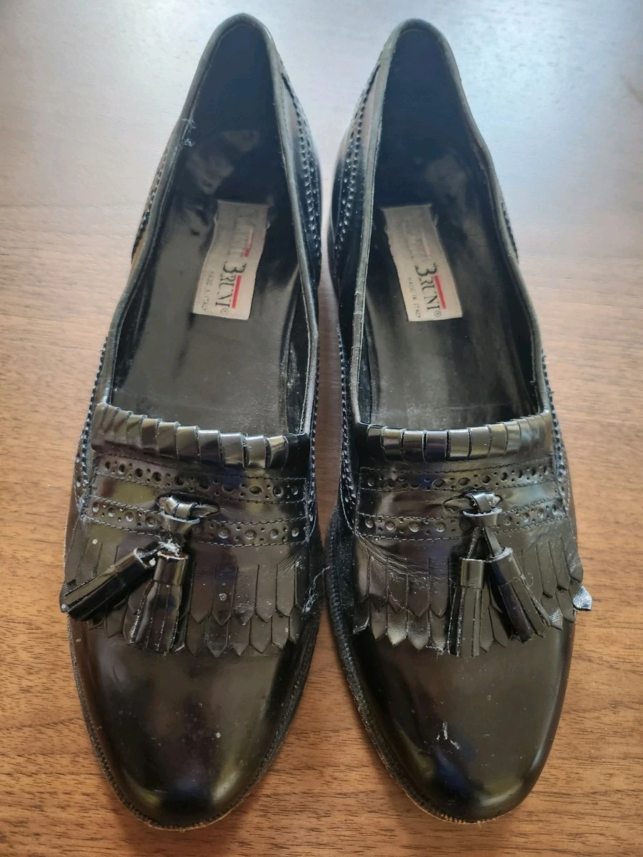 Mario Bruni Mens Black Loafers Dress Shoes Tassel Slip On  display picture 1
