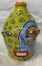 Stacy Lambert Primitive Southern Folk Art Pottery Early Bird Face Jug