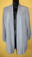 Chico's Size 1 Travelers Slinky Gray Silver Open Front Cardigan 3/4 Sleeves S M