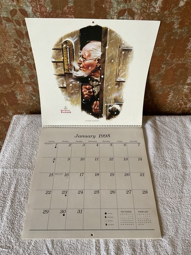 Vintage, 1995 Norman Rockwell Calendar, Boy Under Tree W/Dog 12”x12”x1 - Picture 3 of 4