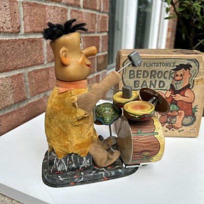 VINTAGE Fred Flinstone Bedrock Band Toy W Original Box Alps  60s ( Doesn t Work)