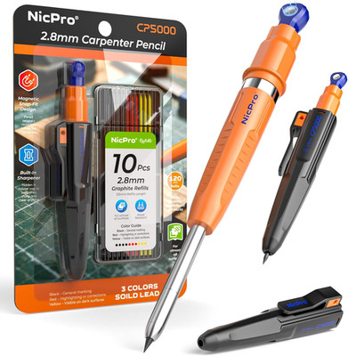 New 7-in-1 Magnetic Carpenter Pencils with Sharpener, CP5000 Construction Pencil