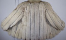 SAGA White Blue Fox Fur Jacket Size 8-10 FREE SHIPPING