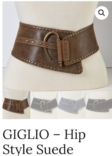 Ansaldo Echt Wildleder Leder Nieten Gürtel Italy Hüfte Boho Western Cowgirl Messing
