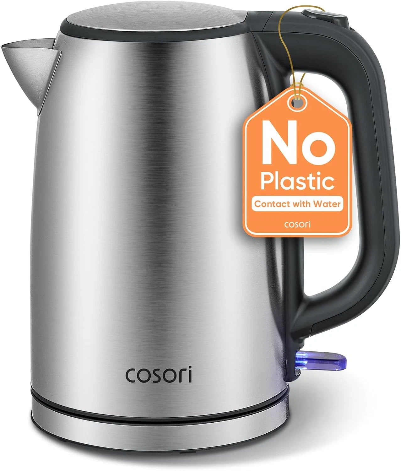 Kettle, Plastic-Free Water Contact, Kettles Electric Brushed Stainless Steel Dur