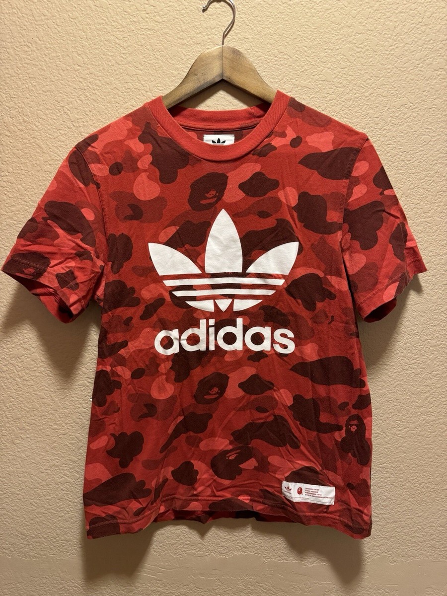 ●ADIDAS● X Bape T-Shirt Adidas Bape Logo T Shirt Red White Size M | eBay