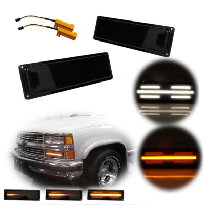 Smoked Lens LED Front Turn Signal Light 88-98 GMC Chevy C/K 1500/2500/3500 Truck