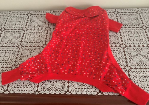 Fashion Pet Dog Pajamas MEDIUM Red Hearts Flowers PJs Signature Collection Warm