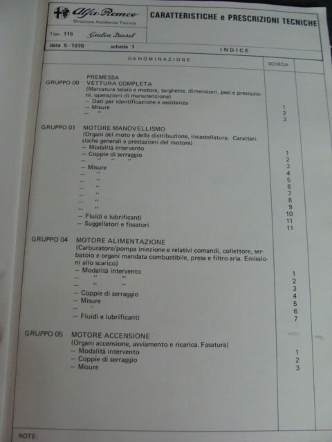 Manuale Alfa Romeo Giulia diesel caratteristiche e prescrizioni tecniche - Immagine 4 di 4