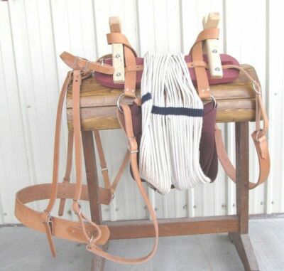 Selle de transport Sawbuck entièrement gréée en toile, cuir, mule