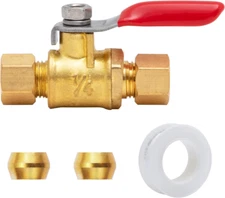 SUNGATOR 1 PCS 1/4" Shut off Valve with Sealing Tape, No Lead Mini Ball Valve wi