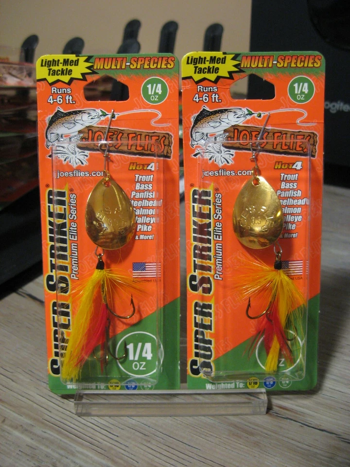 2 cebos giratorios en línea Joe's Flies Super Striker 1/4 OZ amarillo suave B-4304 Foto 4 de 4