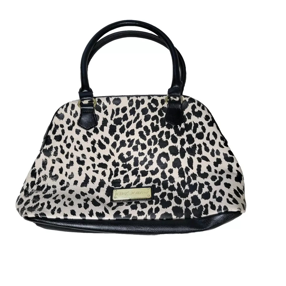 Betsey Johnson Leopard Studded Satchel Hand Bag Purse Shoulder Bag 15 x 10