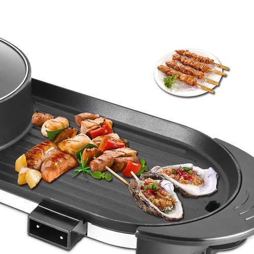 2 in 1 Elektrischer Antihaft Grill Hot Pot BBQ Grill Suppe Shabu Topf Barbecue 2200W - Bild 11 von 22