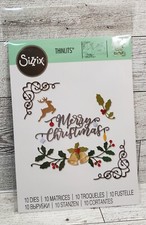 SI1 Sizzix Thinlits Die Set Festive Elements 664706 Merry Christmas Holiday New