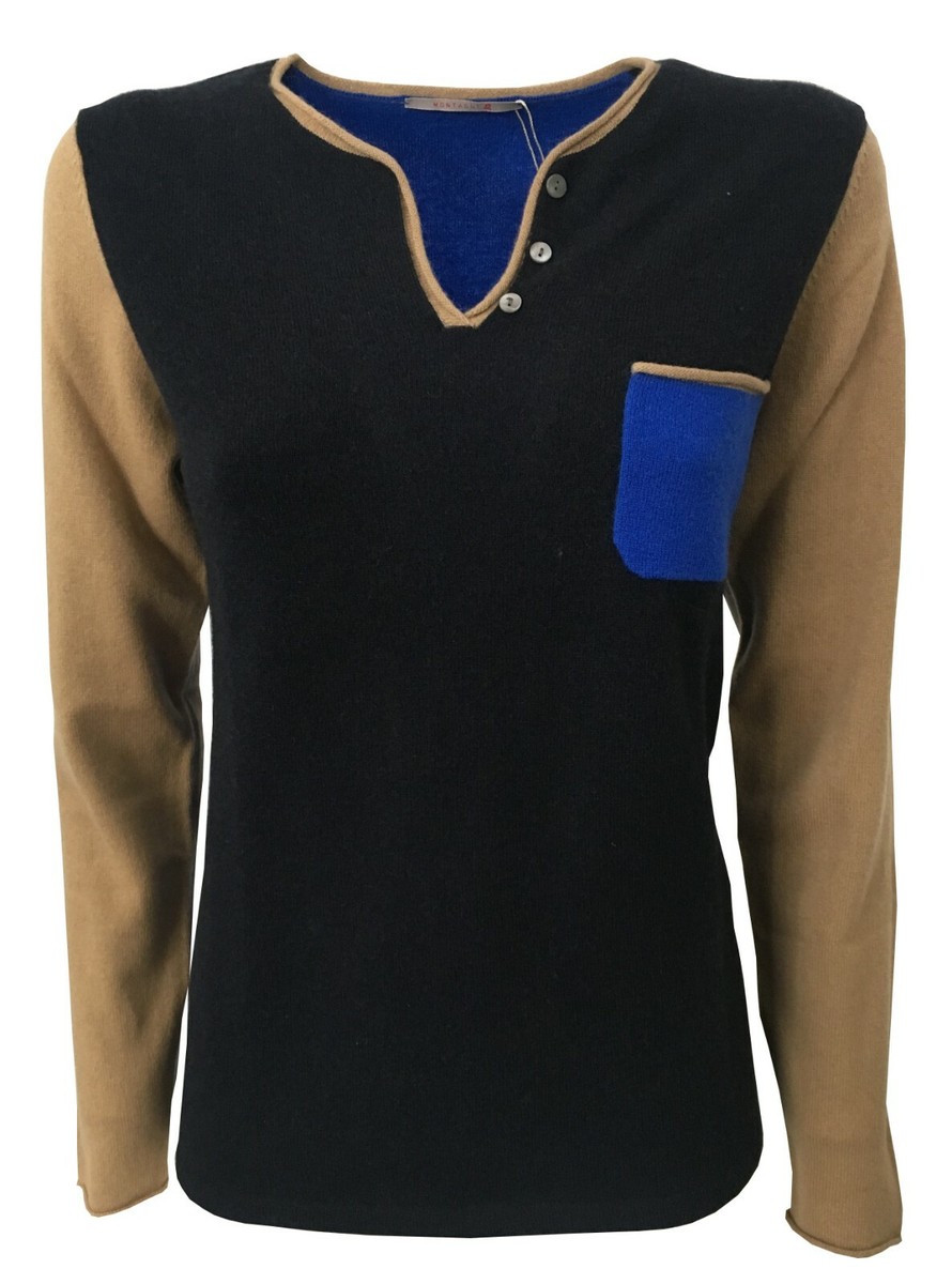 MONTAGUT Women's Sweater Neck Drop 502861 Blue/Satin Blu