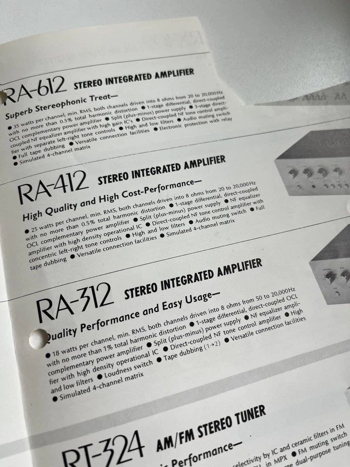 ROTEL ORIGINAL 1412 AMP 1312 TUNER RECEIVER BROCHURE AD ORIGINAL D1353 - Image 3 of 4