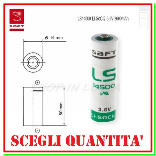 Batteria Pila Saft 14500 3,6V Li-SoCl2 AA Stilo 2600mAh Scegli Quantità - Zdjęcie 1 z 15