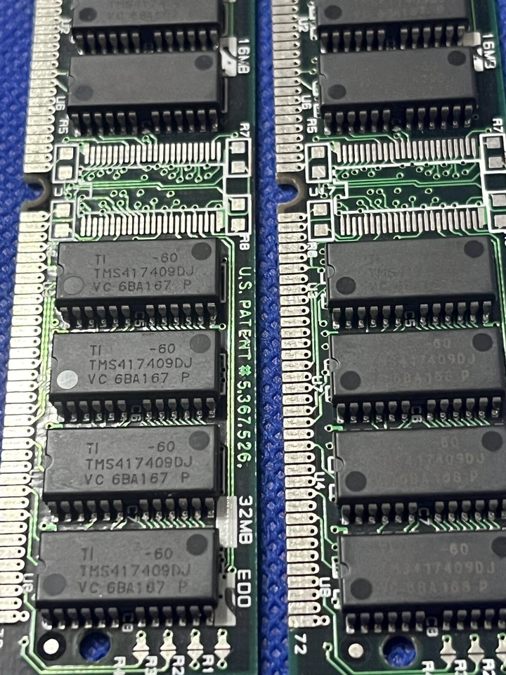 2x 16 MB Texas Instruments TMS417409DJ RAM Memory 32 MB Total 60ns 72-Pin - Image 2 of 3