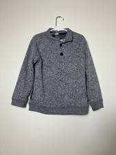 Janie And Jack Pullover Sweater Boys Sz 6 Gray Preppy Casual Pockets 1/4 Button