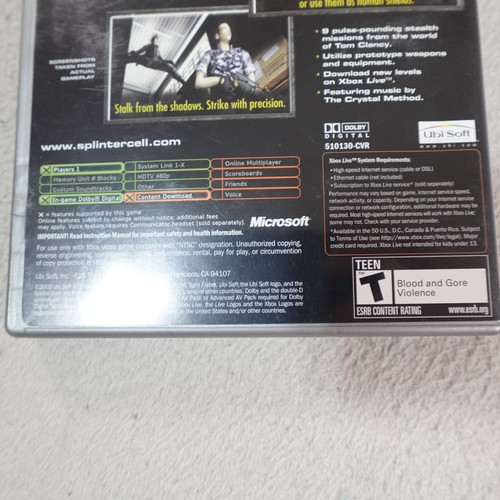 Tom Clancy's Splinter Cell Stealth Action Redefined Xbox CIB Platinum Video Game - Picture 6 of 12