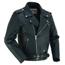 Men's Leather Jacket Real Cowhide Leather Motorcycle Jacket 2 concealed pockets