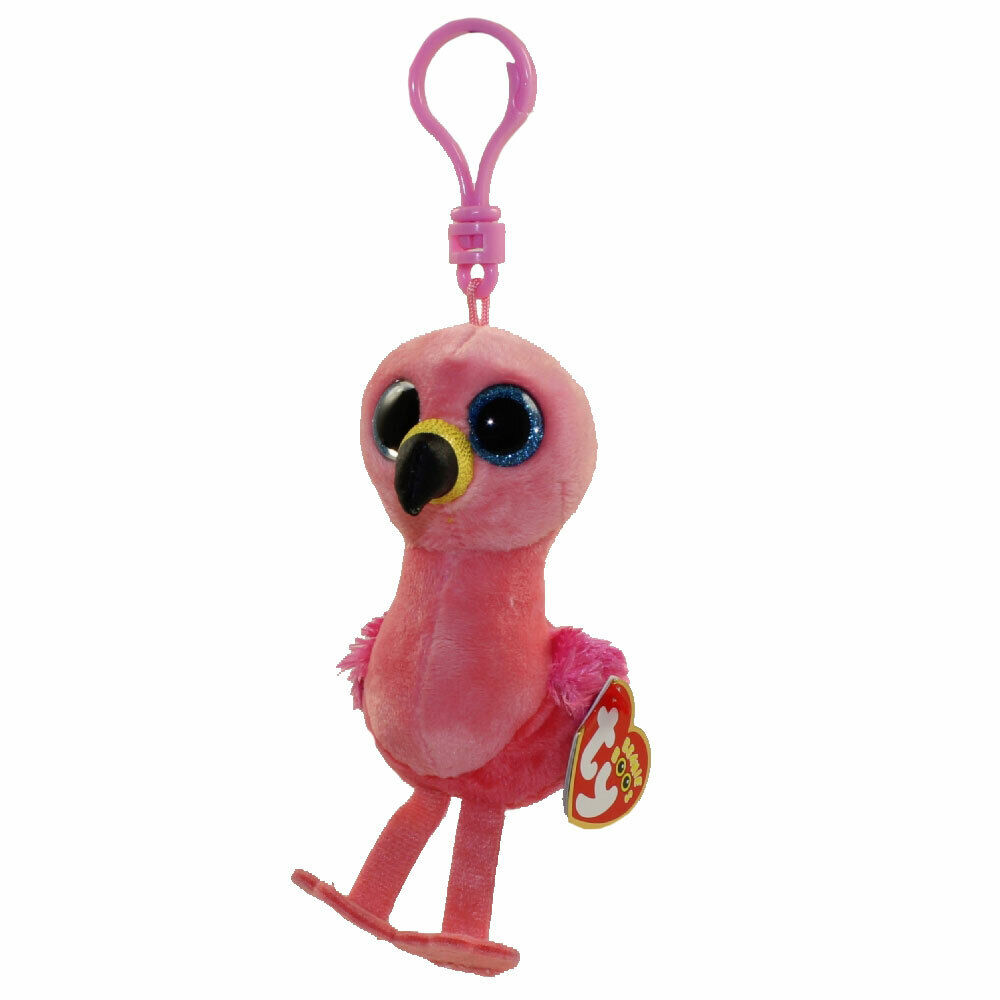 TY Beanie Boos - GILDA the Flamingo (Glitter Eyes) (Plastic Key Clip) - MWMTs