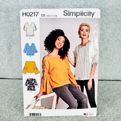 Simplicity 0217 8694 Loose Top Pullover Ruffle Sleeves Misses Size 6 14 Pattern