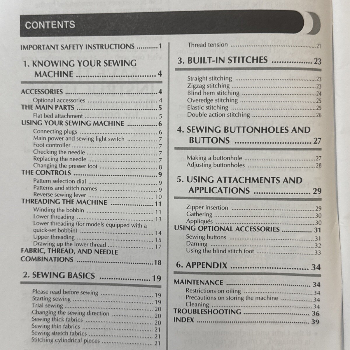 Brother 888-X53/X54/X55/X56 Sewing Machine OEM Instruction Manual
