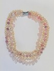 4 strand Rose Quarts, Pearls & Agates beads Necklace 18" w/  magnetic clasp #131 — photo 1