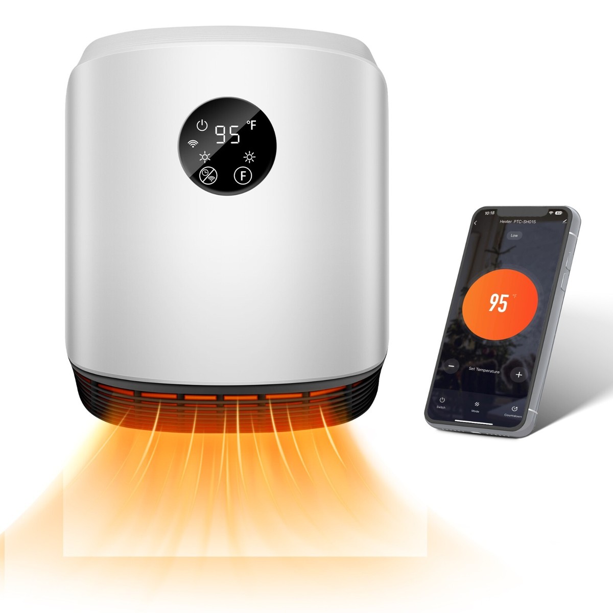 Space Heater for Indoor Use Wall Mounted with WIFI/Remote 1500W PTC-SH015