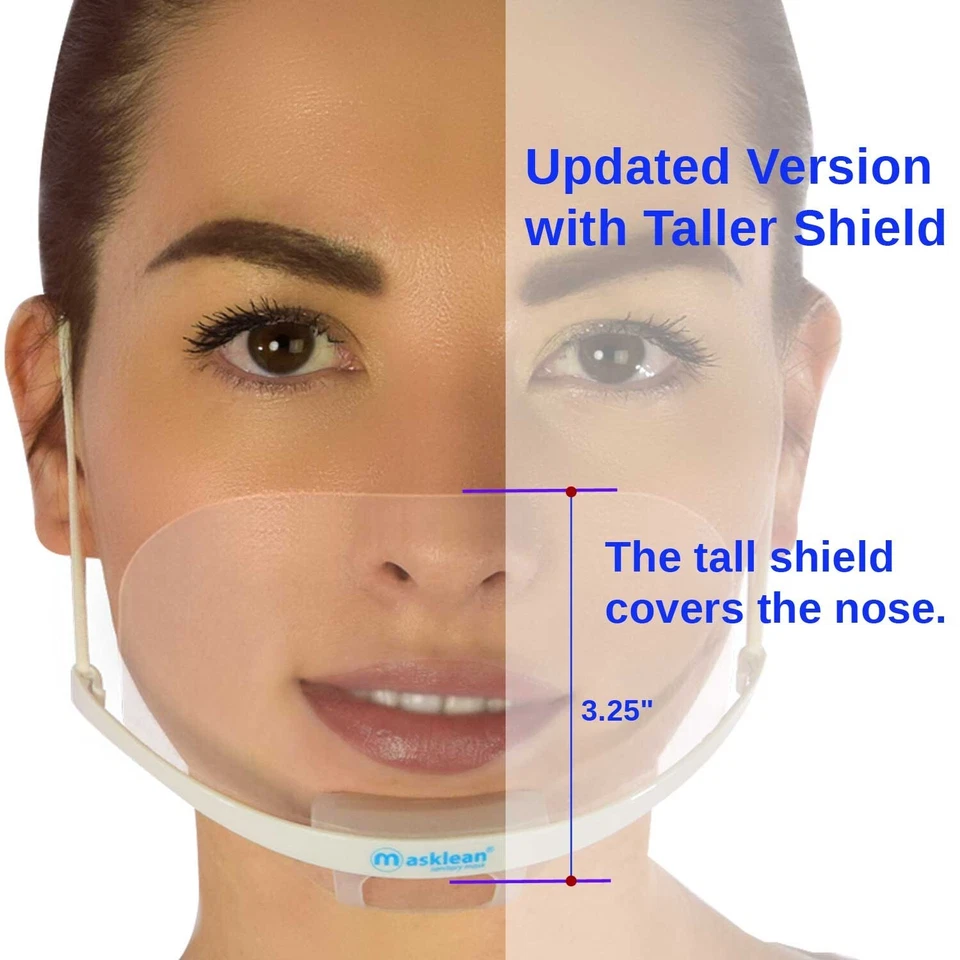 Masklean Clear Transparent Sanitary Mask Face Shield Mouth Cover Spit Guard:5pcs - Image 2 of 4