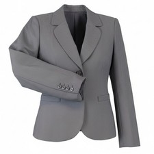 Ann Taylor Womens Gray Textured Wool/Silk Blend Blazer Jacket Size 12 Soft Lapel
