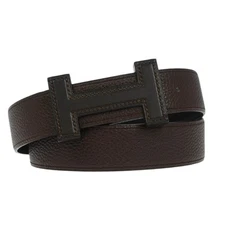 Hermes Brown Togo Box Calf Constance Reversible Belt #80 Small Good □N 166634