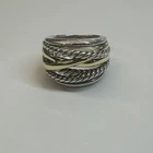 DAVID YURMAN 14K & STERLING .925 CABLE 5 CROSSOVER BAND RING Size 7 Vintage
