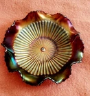 Beautiful Vintage Amethyst Carnival Glass Bowl With Ruffled Edge By Northwood
