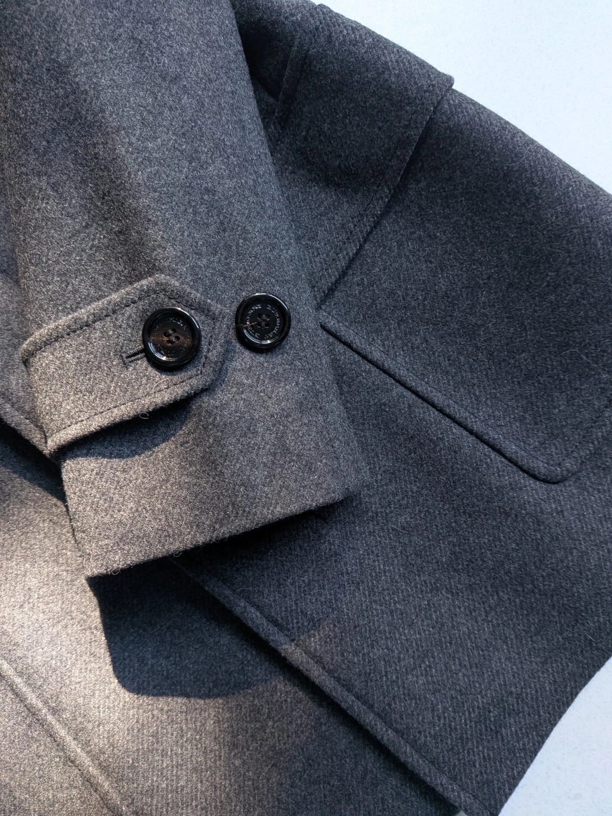 Vintage BURBERRY London Mens Wool Car Coat M Gray Charcoal Nova Check Collar  image 5