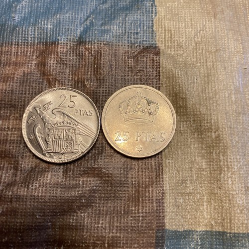 2 Münzen Spanien Stile 25 Peseten 1957, 1975