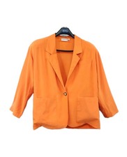 Vintage Liz Claiborne Collection Silk Blazer Size M Bright Orange Shoulder Pads