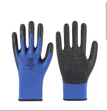 12 Pairs 13G Polyester Crinkle Latex Wet Grip...