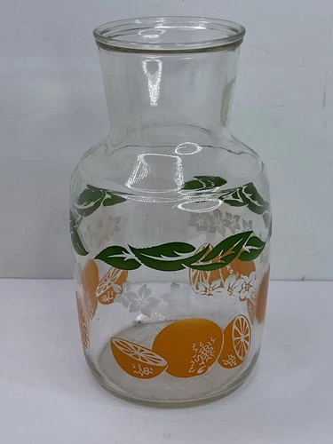 Vintage 1987 Anchor Hocking Glass Orange Juice Carafe Pitcher Jar Jug No Lid USA