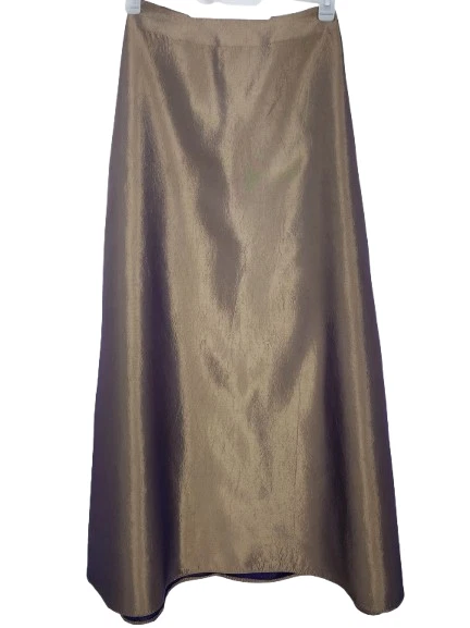 JS Collections Petite Metallic Satin Maxi Skirt Gold Champagne Sheen Sz 8 Canada - Image 2 of 4