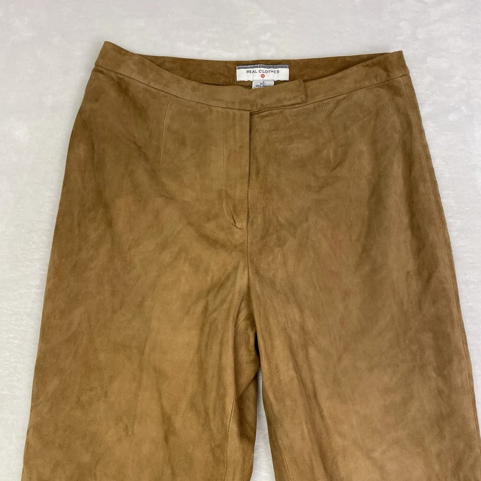 Pantalones de cuero Real Clothes cuero genuino tostado pierna recta estilo vintage talla 6 Foto 2 de 4