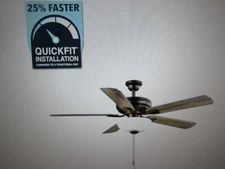 Hampton Bay Rothley II 52 in. Indoor LED Matte Black Ceiling Fan with Light