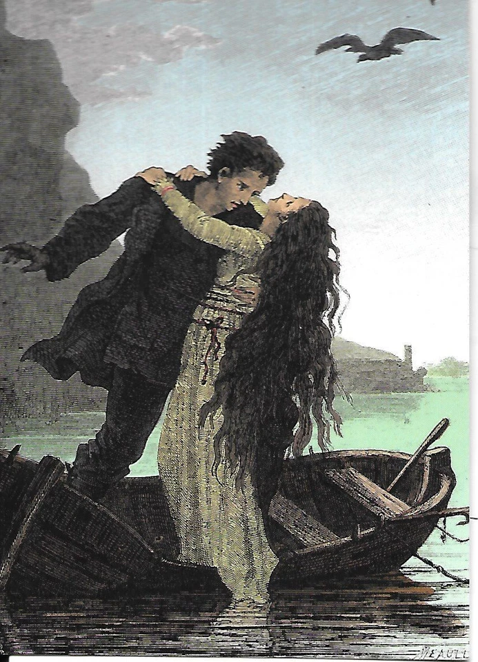CP "LES AMANTS DU LAC" LAMARTINE ET ELVIRE par RAPHAEL MILIEU XIXe SIECLE - Photo 1/1