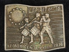 Vintage Bicentennial Spirit of 76 Belt Buckle 1776-1976 Brass