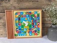 126⚜️Jeu de Société Jeujura Plateau en Bois Petits Chevaux et Jeux L'oie Complet